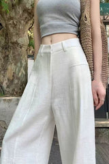 Linen High Waist Casual Wide Leg Pants