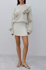 Floral Rose Long Sleeve Knit Sweater