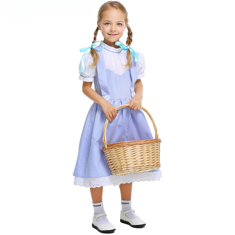 Fairytale Oz Dorothy Dress Costume Wizard Gingham Blue Halloween Carnival Of