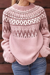 Fair Isle Crew Neck Raglan Sweater