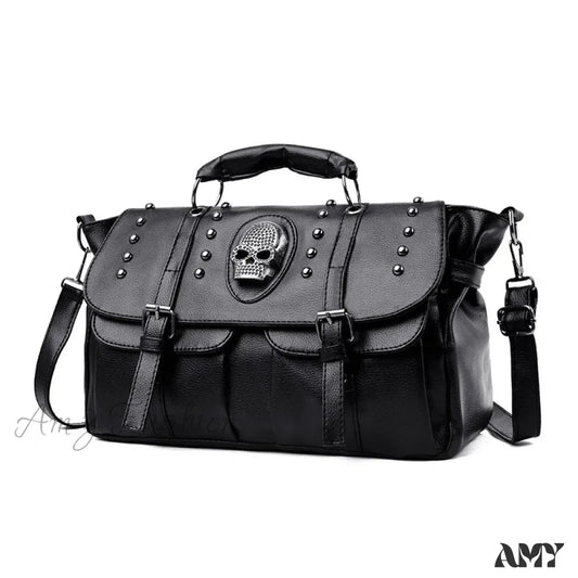 Capacity Style Leather Luxury Skull Pu Punk Bag Crossbody Large