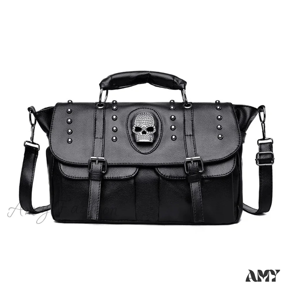 Capacity Style Leather Luxury Skull Pu Punk Bag Crossbody Large