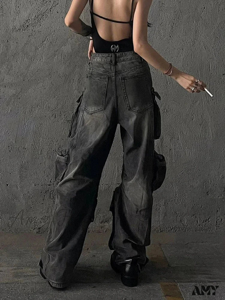 Cargo Pants High-Street Multi-Pocket Women Y2K