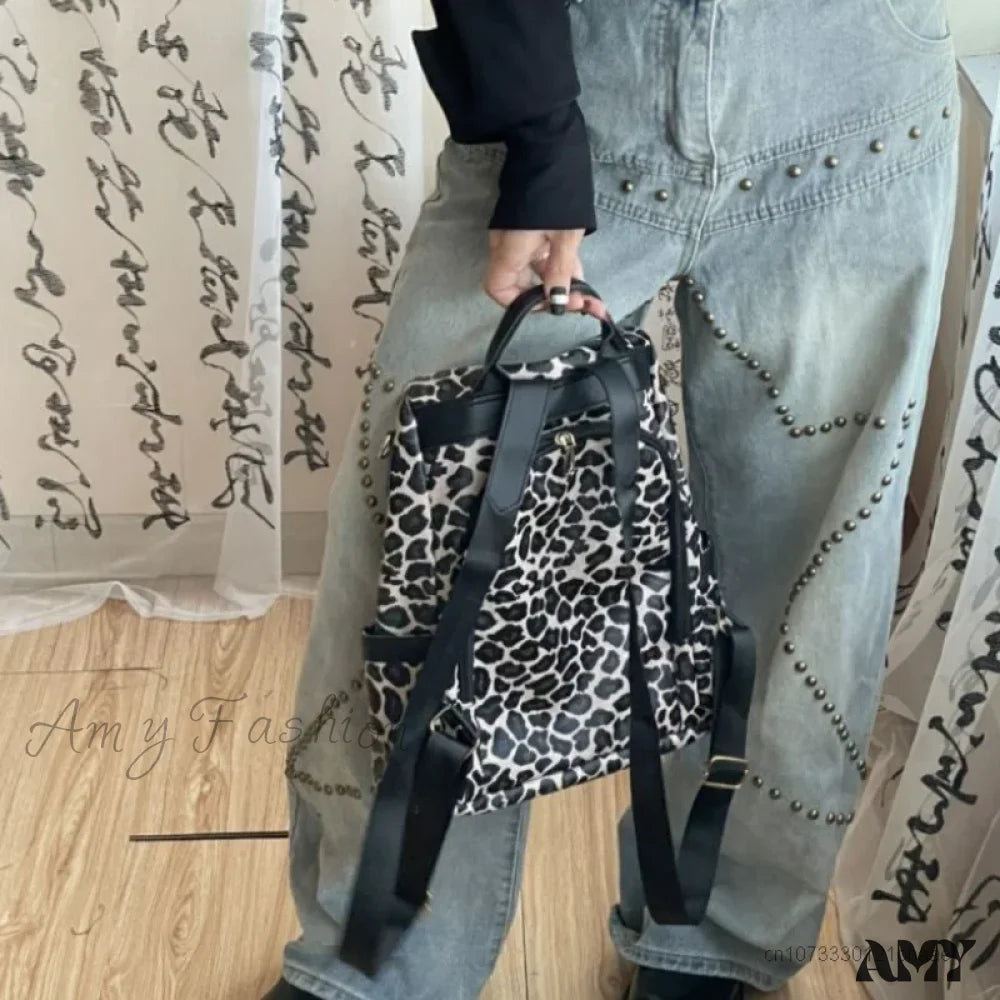 Cartoon Fashion Y2K Leopard Bag Kuromi Vintage Gothic Charming Luxury Shoulder Print