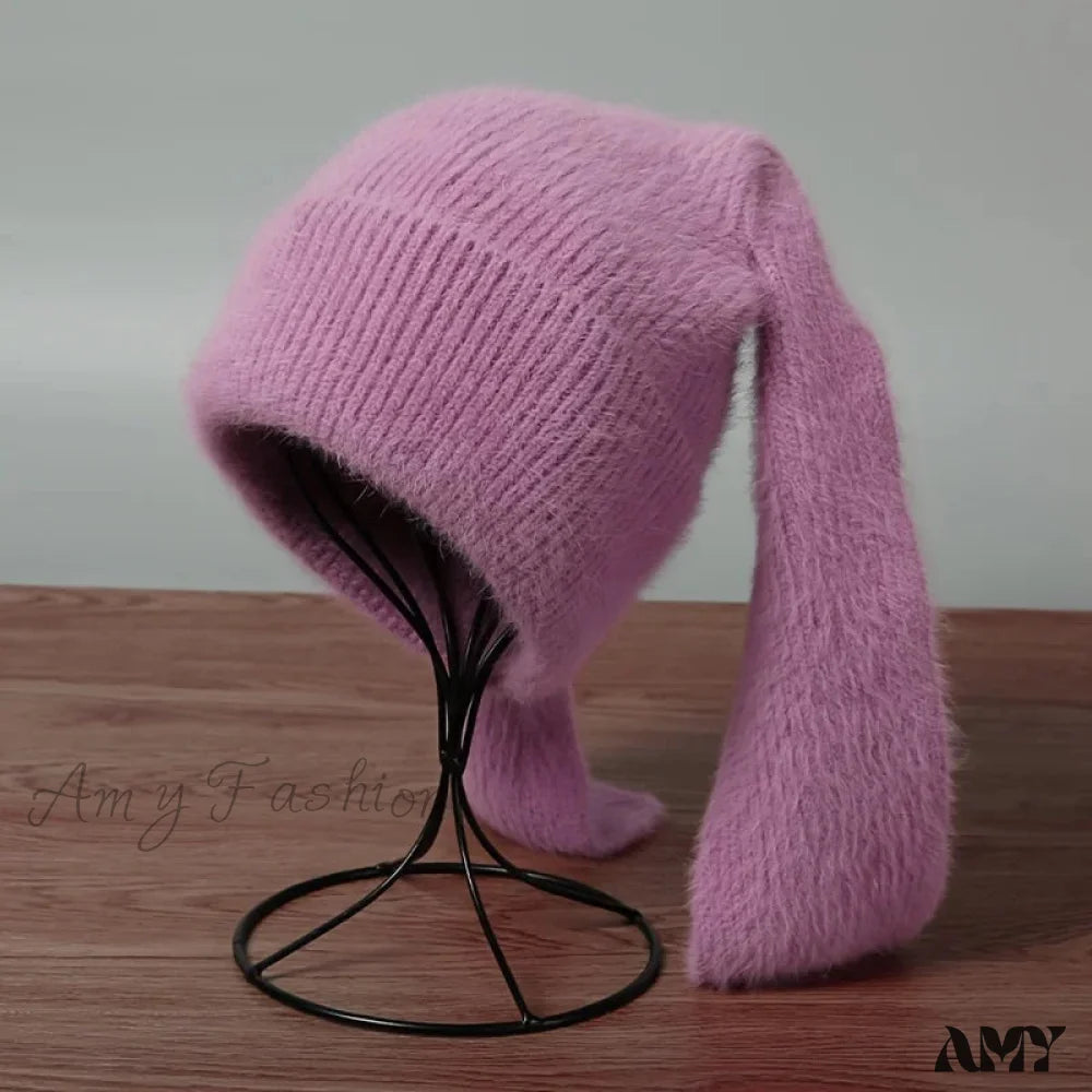 Cashmere Knitted Ear Protection Hat - High-End Gift Aubergine / One Size