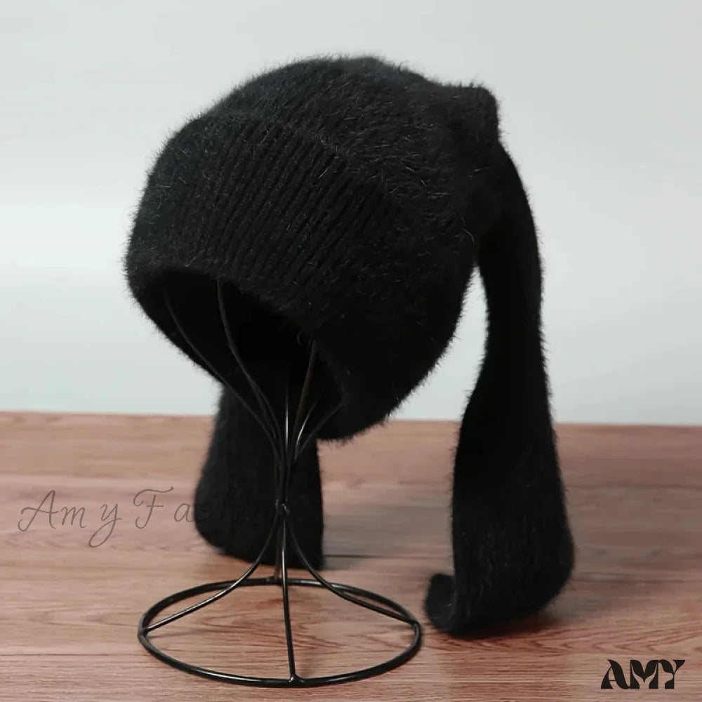 Cashmere Knitted Ear Protection Hat - High-End Gift Black / One Size