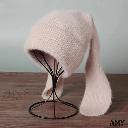 Cashmere Knitted Ear Protection Hat - High-End Gift Pink / One Size