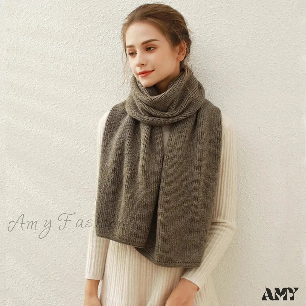 Cashmere Rib Knit Winter Scarf - Long Muffler For Women Mocha Brown / L170Cm W30Cm