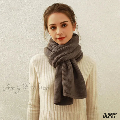 Cashmere Scarf For Women - Thick And Warm Winter Gray / L170Cm W30Cm