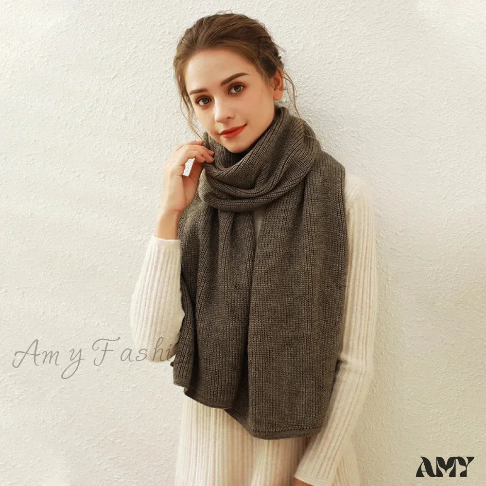 Cashmere Scarf For Women - Thick And Warm Winter Mocha Brown / L170Cm W30Cm