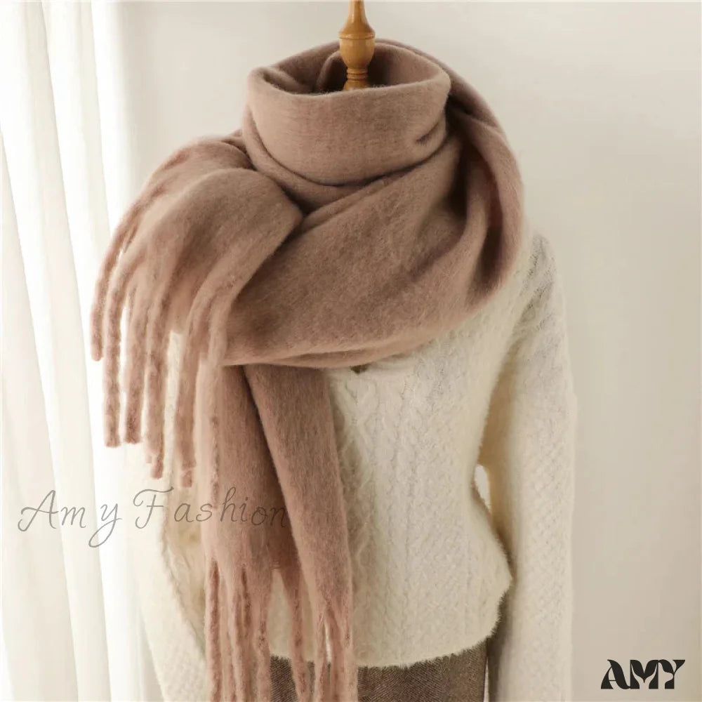 Cashmere Winter Pashmina Blanket Wrap - Thick And Soft Scarf Camel