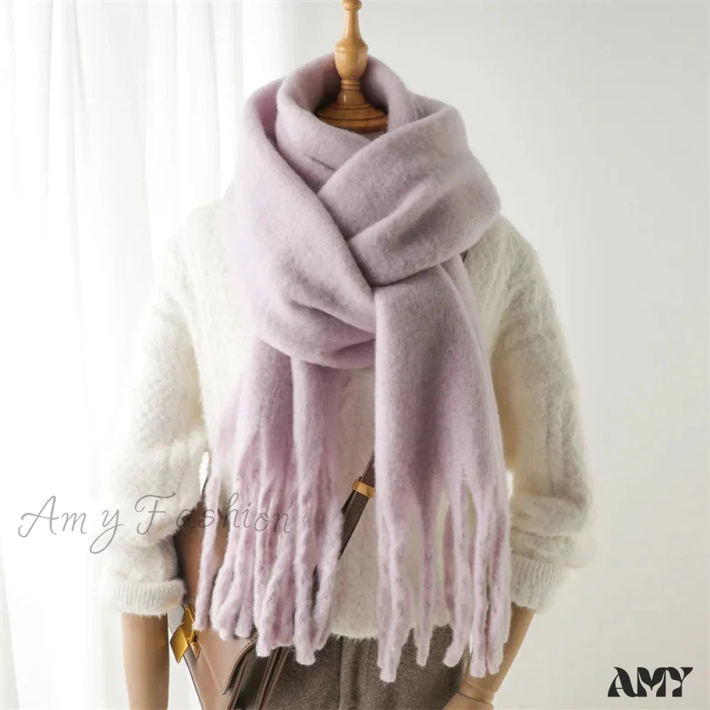 Cashmere Winter Pashmina Blanket Wrap - Thick And Soft Scarf Lavender