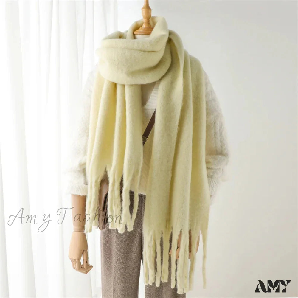 Cashmere Winter Pashmina Blanket Wrap - Thick And Soft Scarf Maize-Yellow