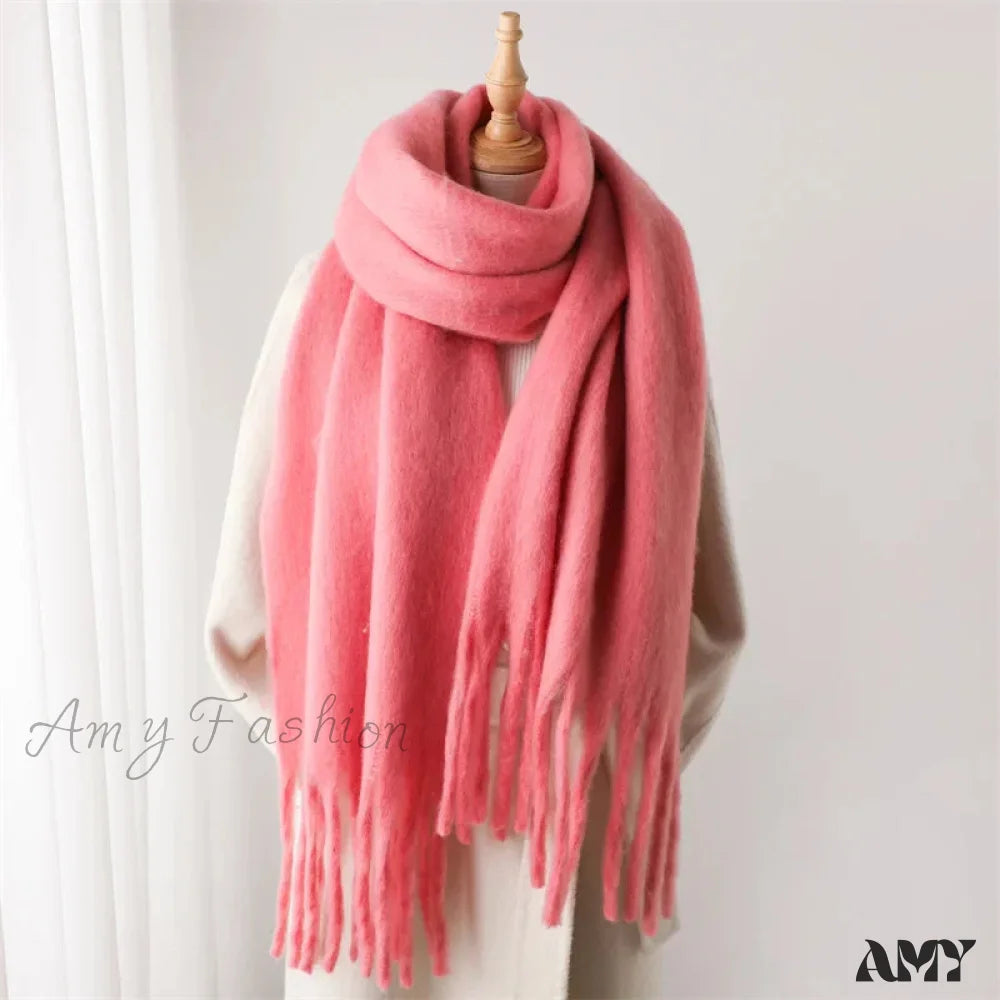 Cashmere Winter Pashmina Blanket Wrap - Thick And Soft Scarf Peach