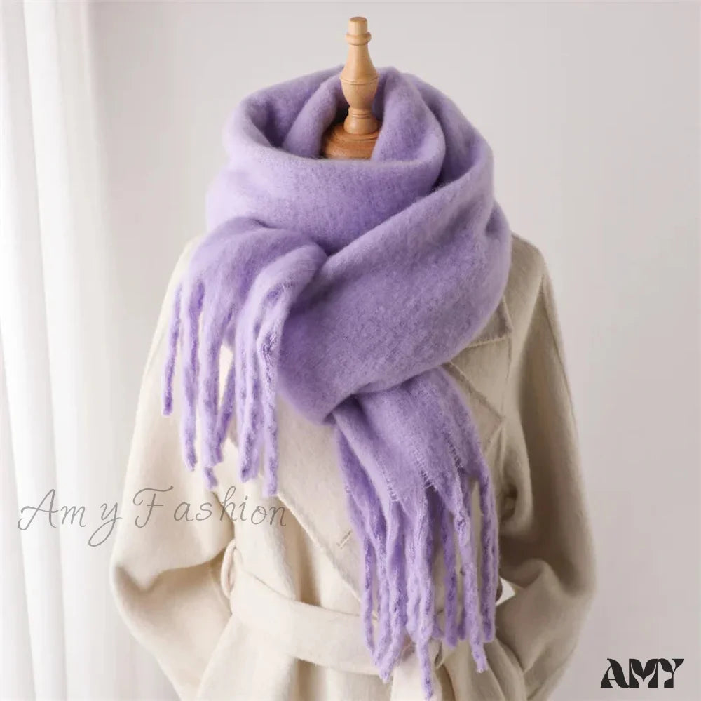 Cashmere Winter Pashmina Blanket Wrap - Thick And Soft Scarf Violet