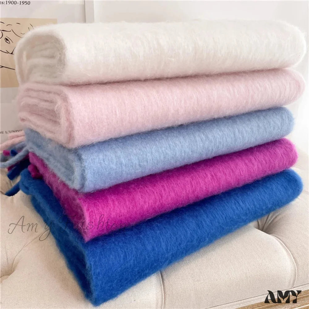 Cashmere Winter Scarf For Women - Solid Thick Soft Pashmina Wrap