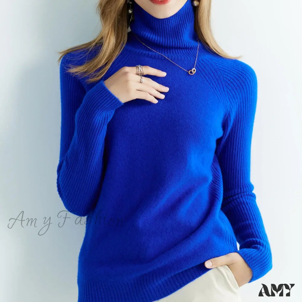 Cashmere Women’s Knitted 100% Merino Wool Long Sleeve Vintage Autumn Winter Clothes Cozy Sweater