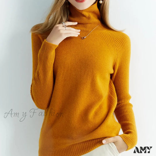 Cashmere Women’s Knitted 100% Merino Wool Long Sleeve Vintage Autumn Winter Clothes Cozy Sweater