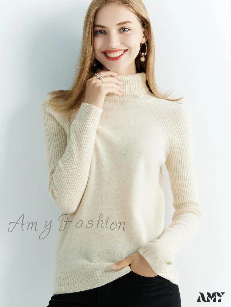 Cashmere Women’s Knitted 100% Merino Wool Long Sleeve Vintage Autumn Winter Clothes Cozy Sweater