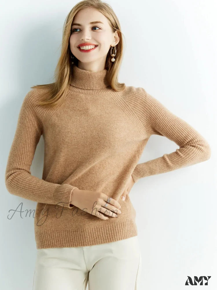 Cashmere Women’s Knitted 100% Merino Wool Long Sleeve Vintage Autumn Winter Clothes Cozy Sweater