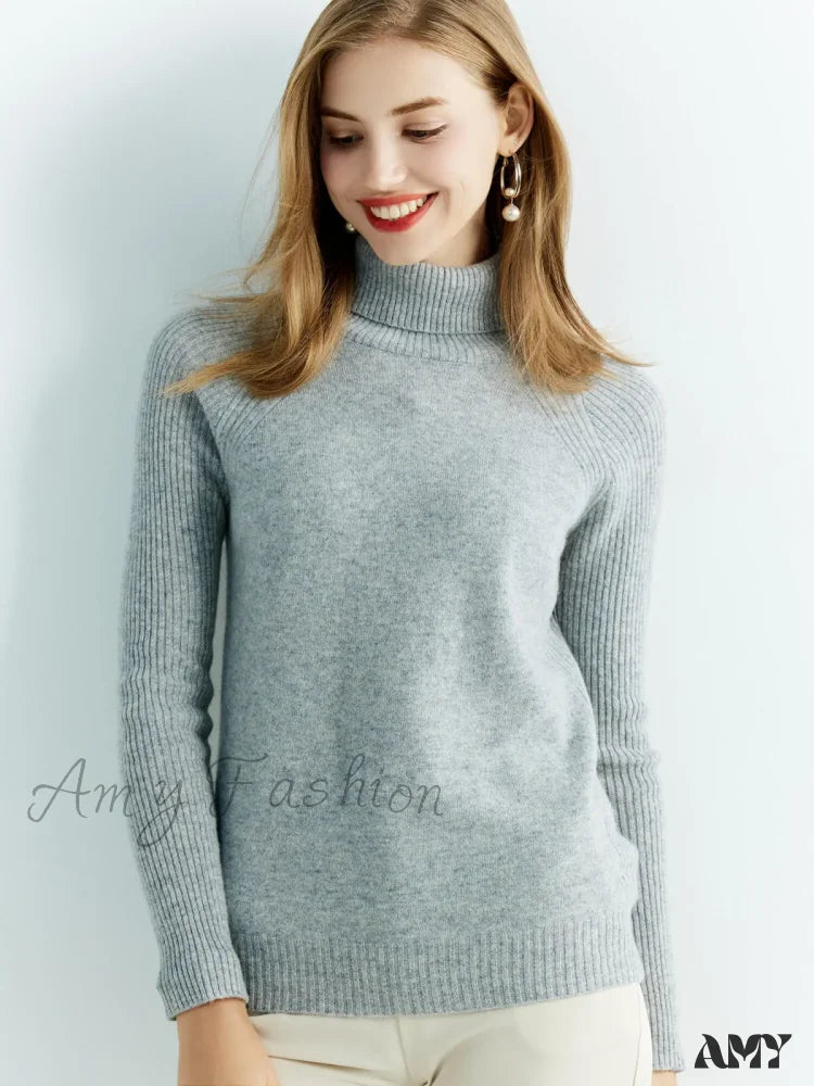 Cashmere Women’s Knitted 100% Merino Wool Long Sleeve Vintage Autumn Winter Clothes Cozy Sweater