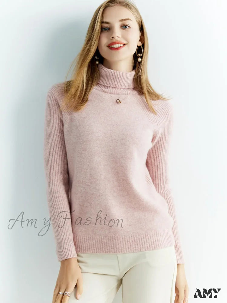 Cashmere Women’s Knitted 100% Merino Wool Long Sleeve Vintage Autumn Winter Clothes Cozy Sweater