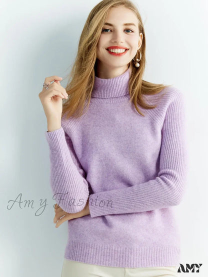 Cashmere Women’s Knitted 100% Merino Wool Long Sleeve Vintage Autumn Winter Clothes Cozy Sweater