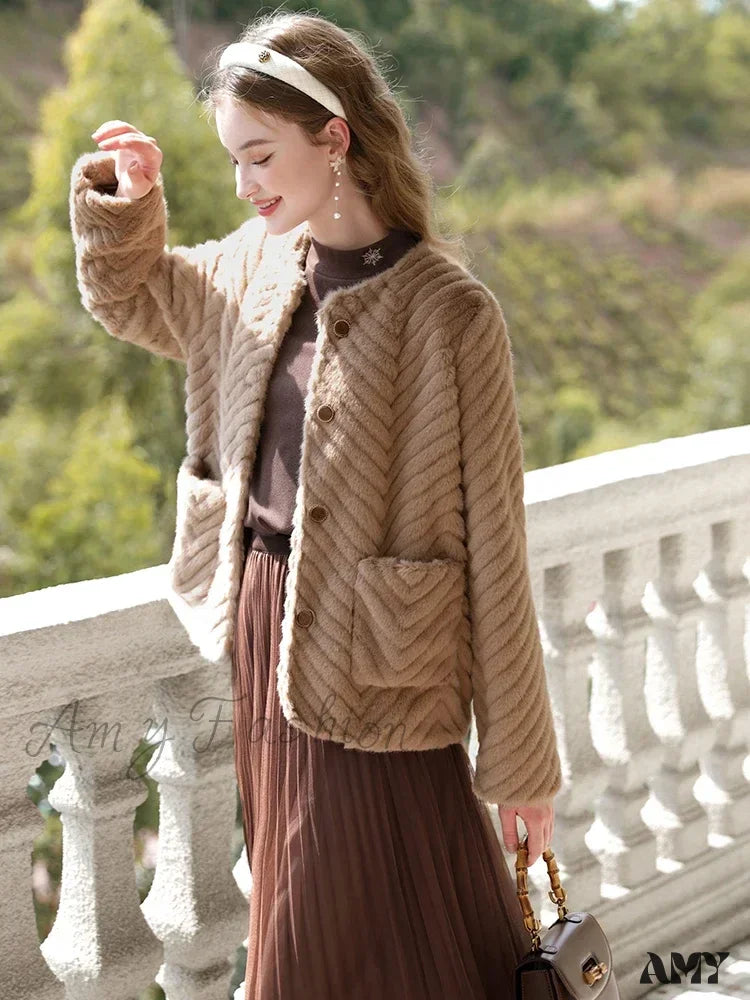 Casual Basics Lazy Shearling Hairy Vintage Quality Outwear Coat