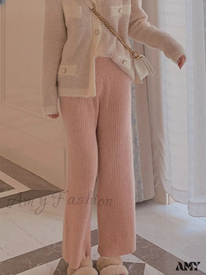 Casual Elastic Warm Elegant Loose Knitted Autumn Pants