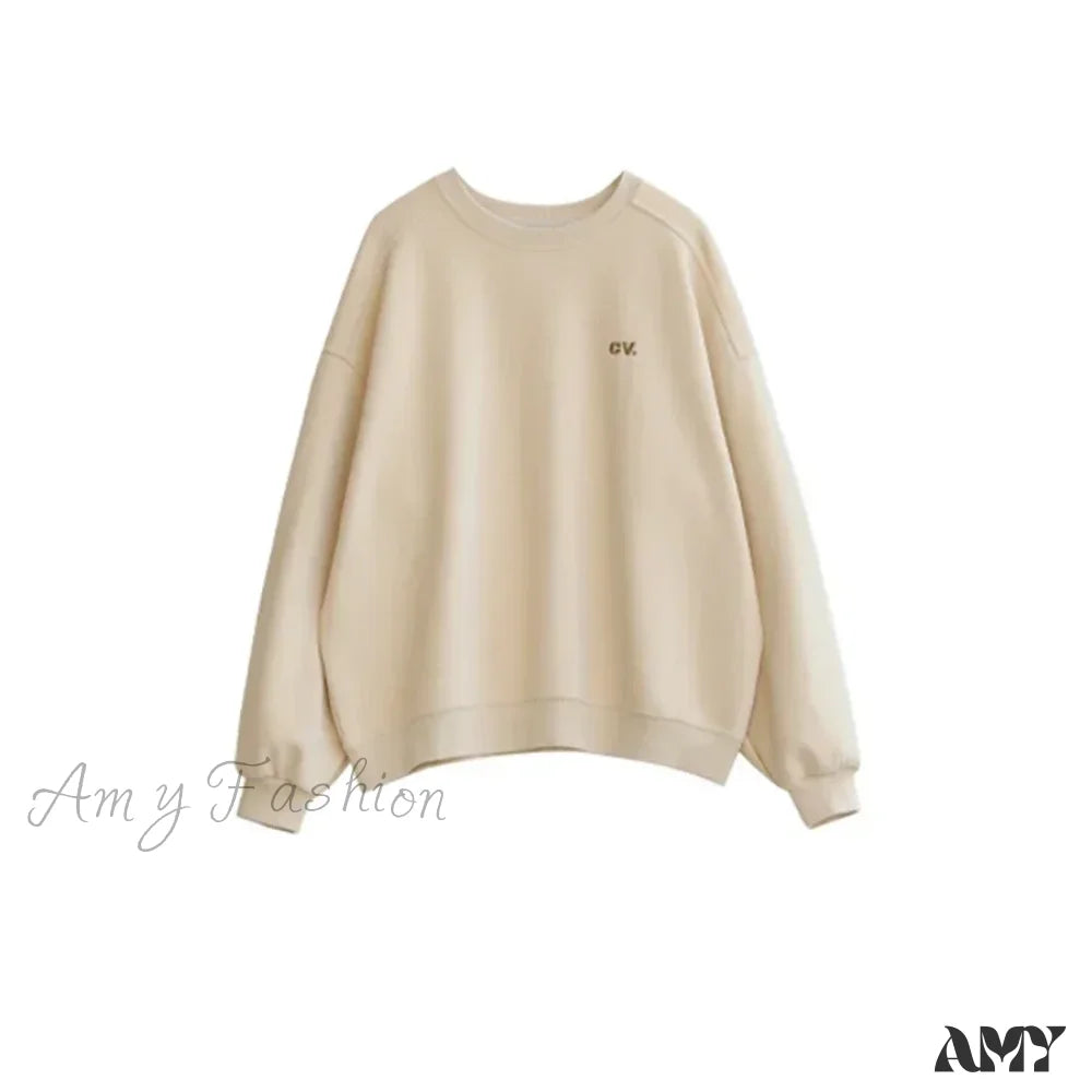 Casual Loose Plush Thick Warm Cozy Comfortable Trendy Elegant Hoodies Apricot / Free Size