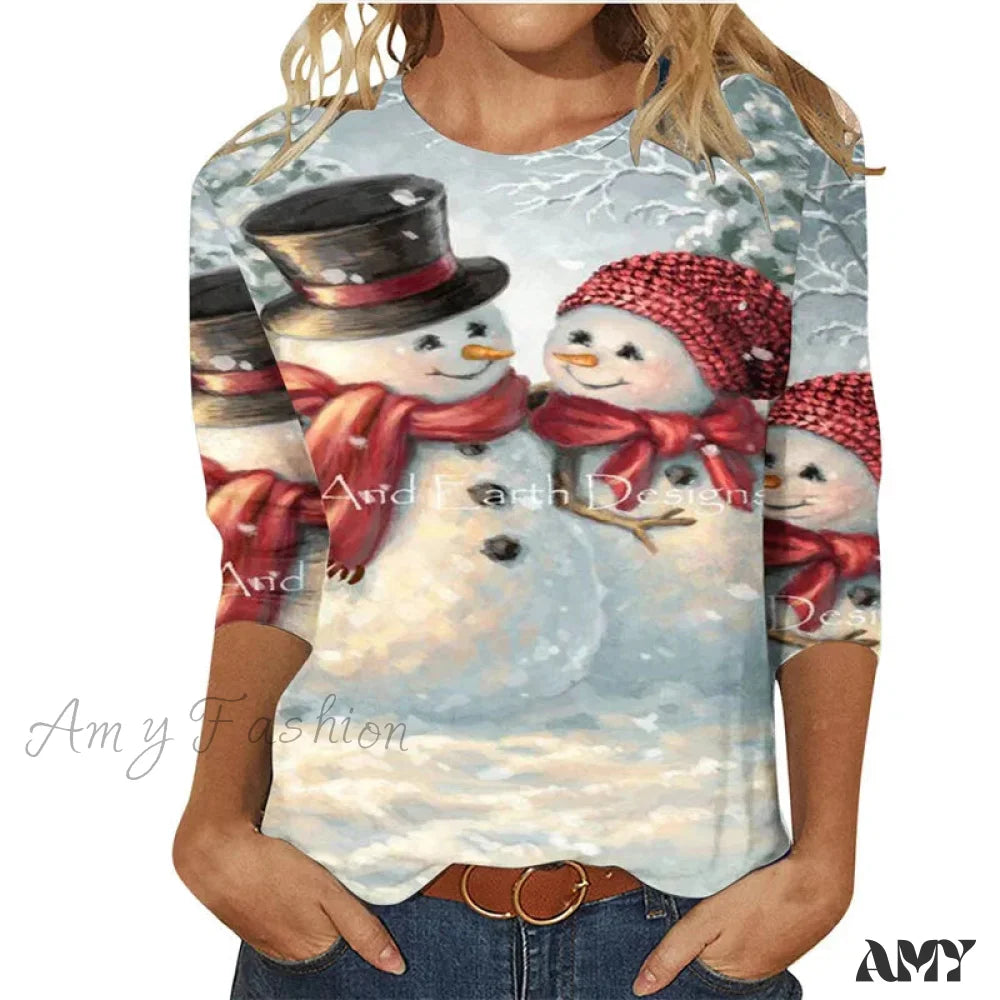 Casual Loose Round Neck Christmas Tree Hoodie For Autumn/Winter Outdoor Wear White1 / Xxs