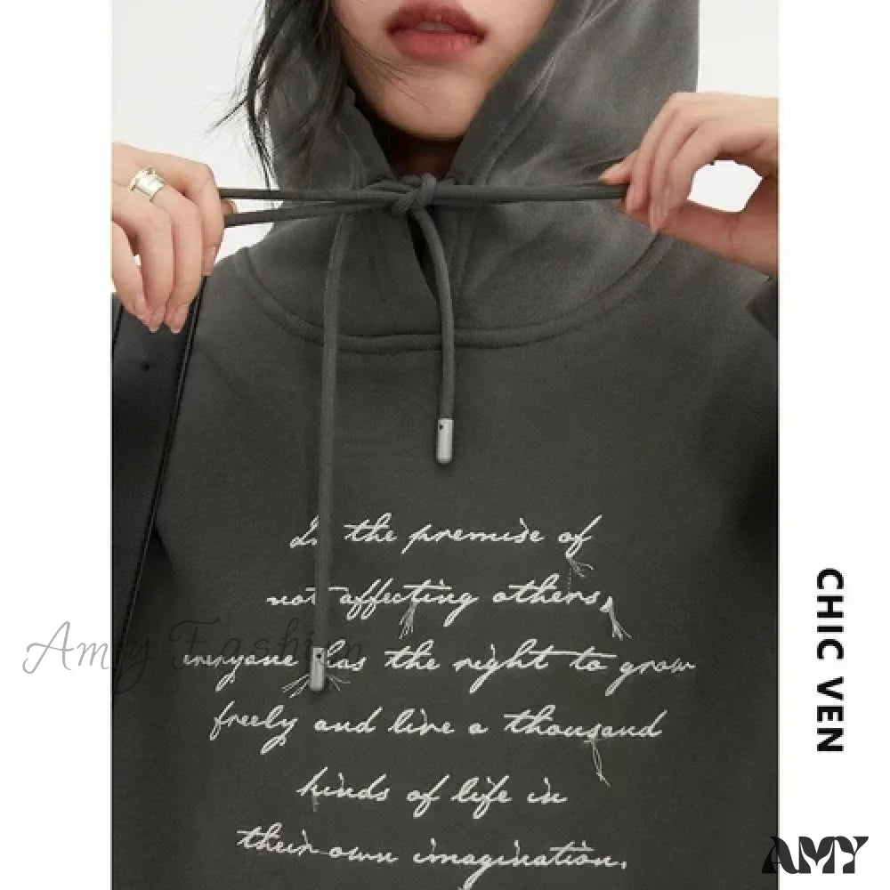 Casual Loose Trendy Comfortable Chic Warm Soft Elegant Cozy Hoodies Gray / S