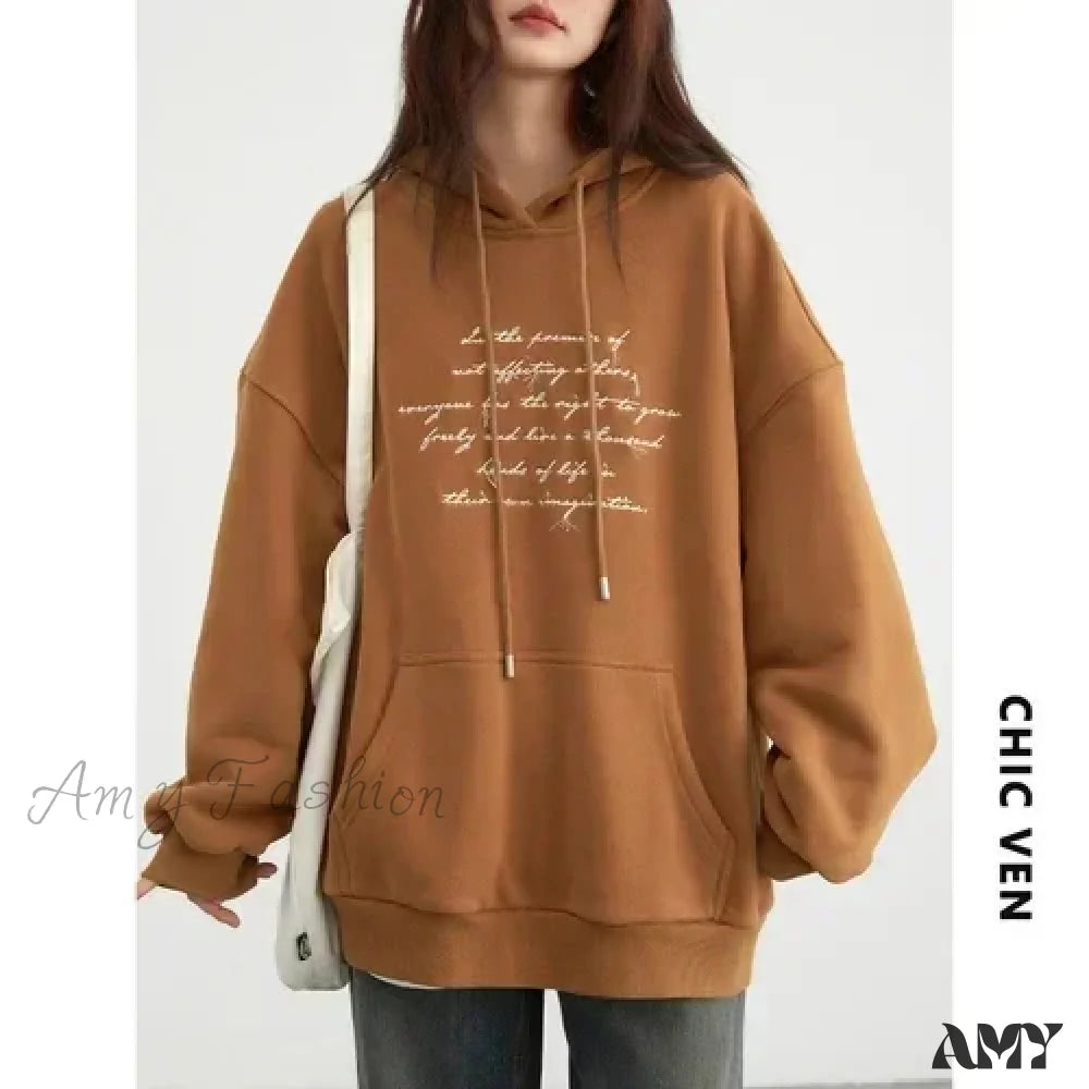 Casual Loose Trendy Comfortable Chic Warm Soft Elegant Cozy Hoodies Orange / S