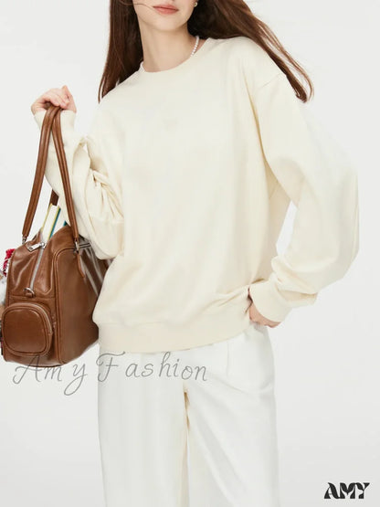 Casual Simple Cozy Comfortable Trendy Soft Stylish Round Neck Hoodies Beige / Xs