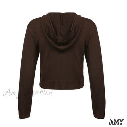 Casual Solid Color Comfortable Cozy Trendy Elegant Classic Hoodies Brown / S