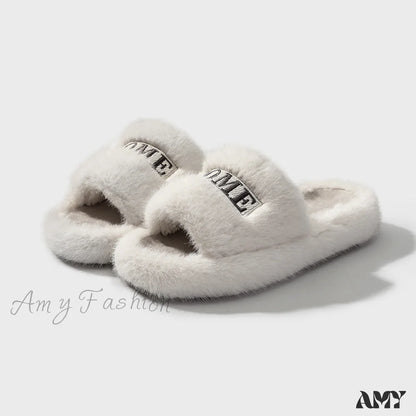 Casual Warm Fleece Anti-Slip Autumn Winter Home Fashion Slippers Shoes Cloud White / 36/37