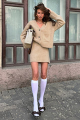 Solid Color Knit Blend Bodycon Office Skirt