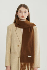 Solid Woven Fringe Wool Blend Christmas Scarf