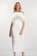 White Bandage Floral Slim Fit Elegant Party Dress