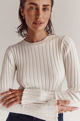 Ribbed Crew Neck Solid Slim Knit Base Layer