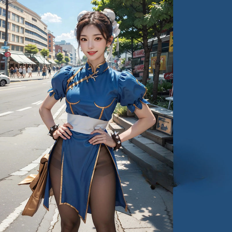 Street Li Chinese Chun Qipao Game Halloween Costume Fighter Cosplay Cheongsam