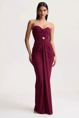 Sexy Sleeveless Ruched Waist Cinched Sash Strapless Party Dress