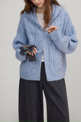 Cable Knit Hooded Soft Wool Cardigan