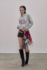 Retro Union Jack Star Cropped Hoodie