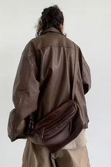 Retro Moto Brown Matte PU Jacket