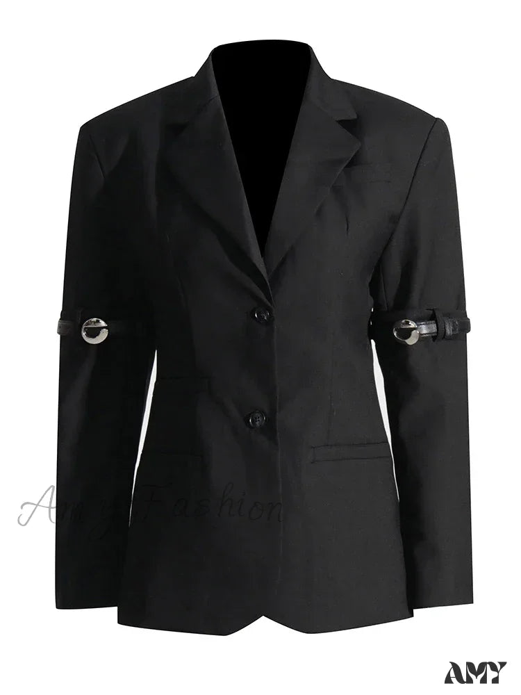 Chic Casual Solid Temperament Notched Collar Long Sleeve Button Patchwork Fashion Blazer