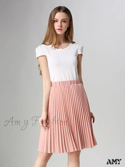 Chiffon Pleated Vintage High Waist Tutu Midi Rokken Summer Style Skirt