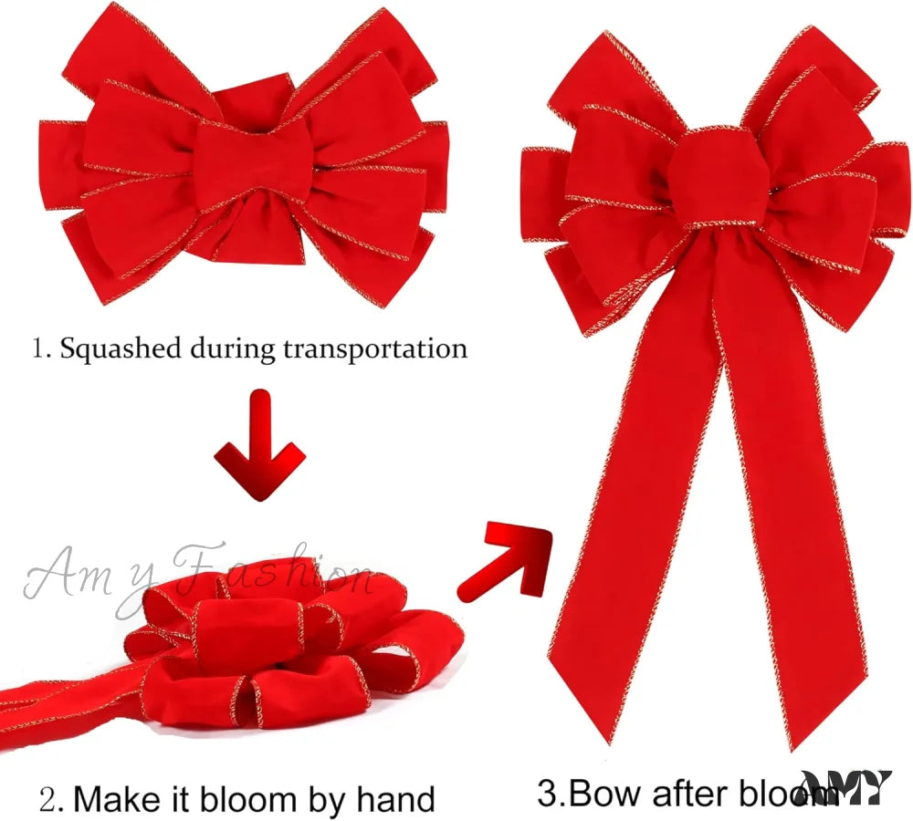 Christmas Bow Outdoor Decorations - Set Of 2