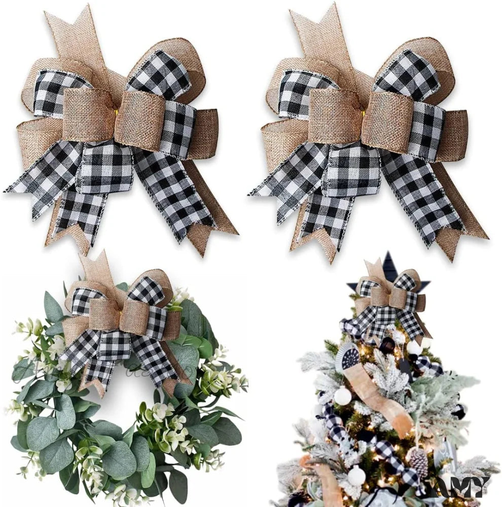 Christmas Bow Outdoor Decorations - Set Of 2 White