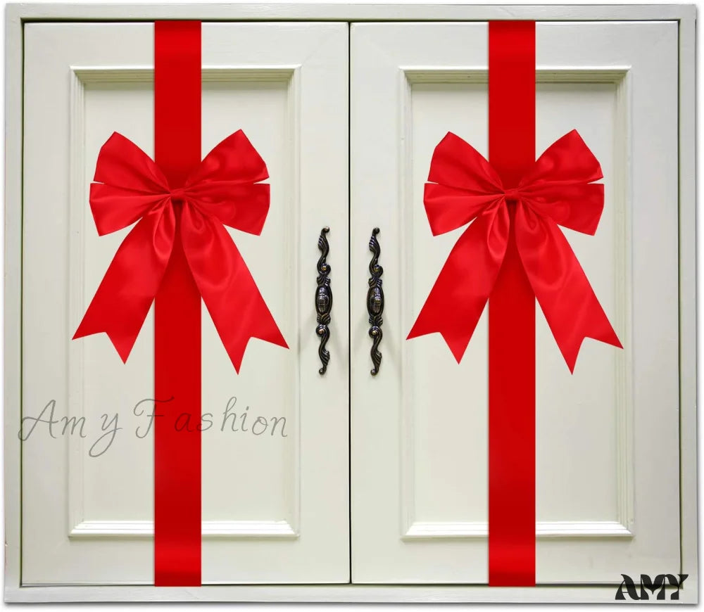 Christmas Cabinet Festive Door Ribbons - Red